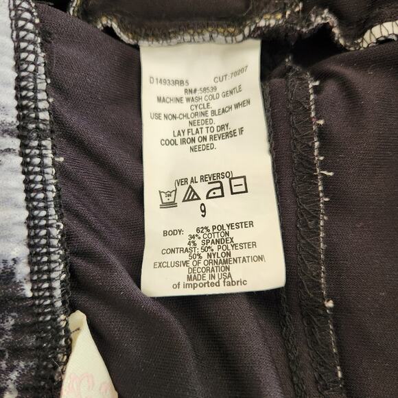 SPEECHLESS Black Gray Printed Strapless Fit and Flare Mini Dress Size 9 - Picture 10 of 11